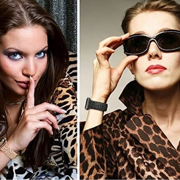 Set Of 4 Leopard pattern engraved silicone bands compatible with Apple Watch - Picture 5 of 8